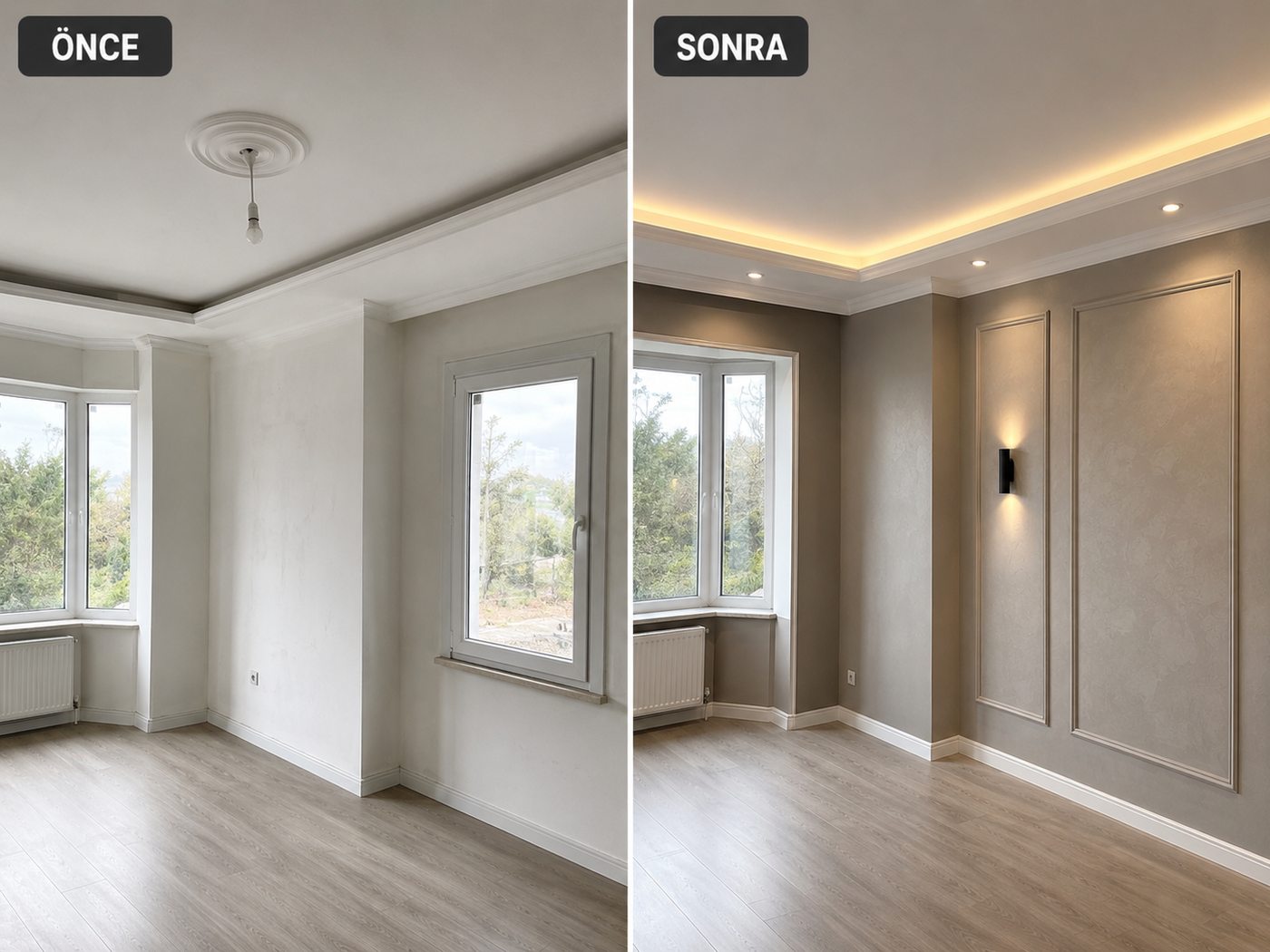 Göztepe iç cephe boya öncesi ve sonrası